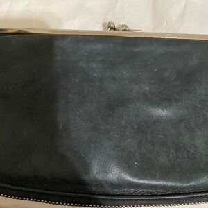 HOBO Black Leather Bag with Silver Zipper